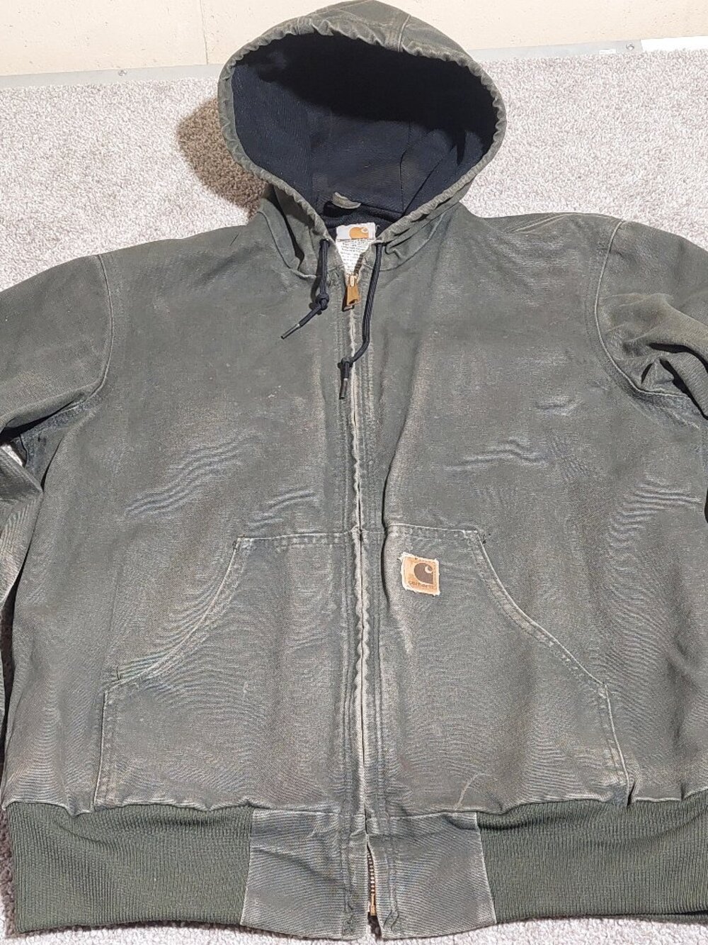 Vintage Carhartt J25 MOS Moss Green Sandstone Duck Active Farm Aged 2006 Size M